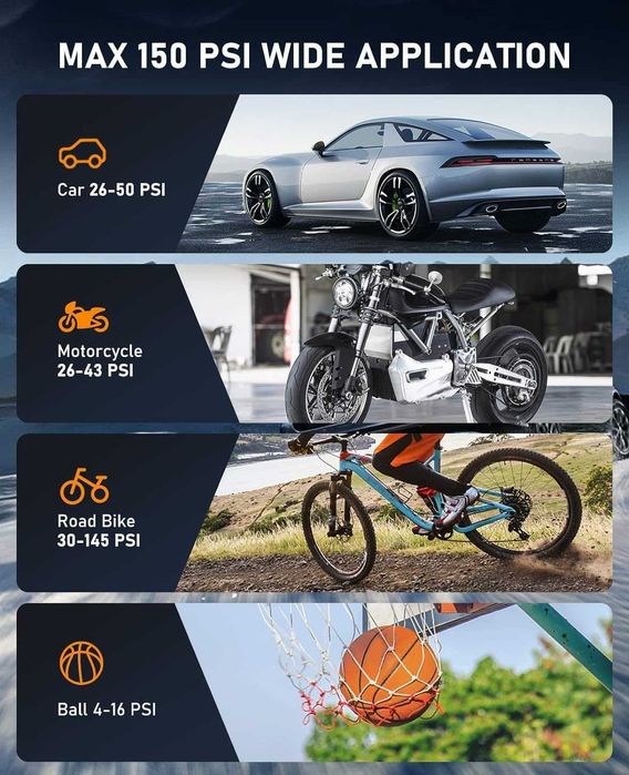 SUAVO Преносима въздушна, електрическа помпа за гуми
