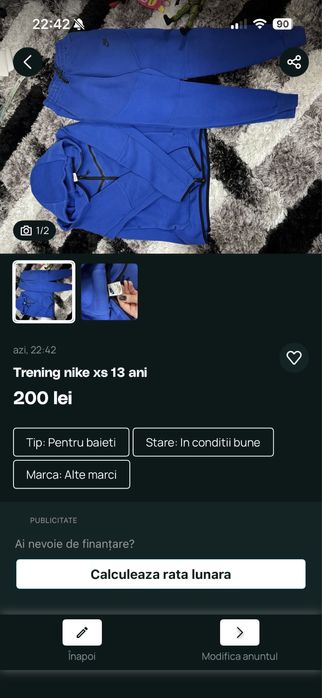 Trening nike xs 13 ani