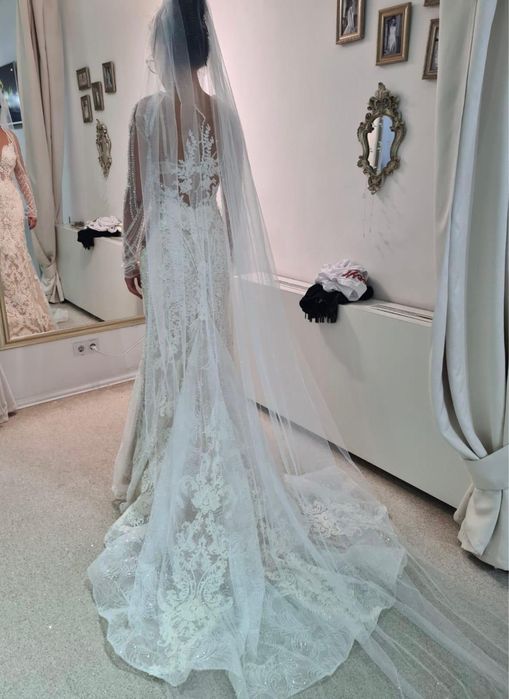 Rochie de Mireasă tip sirenă cu Trenă detașabilă