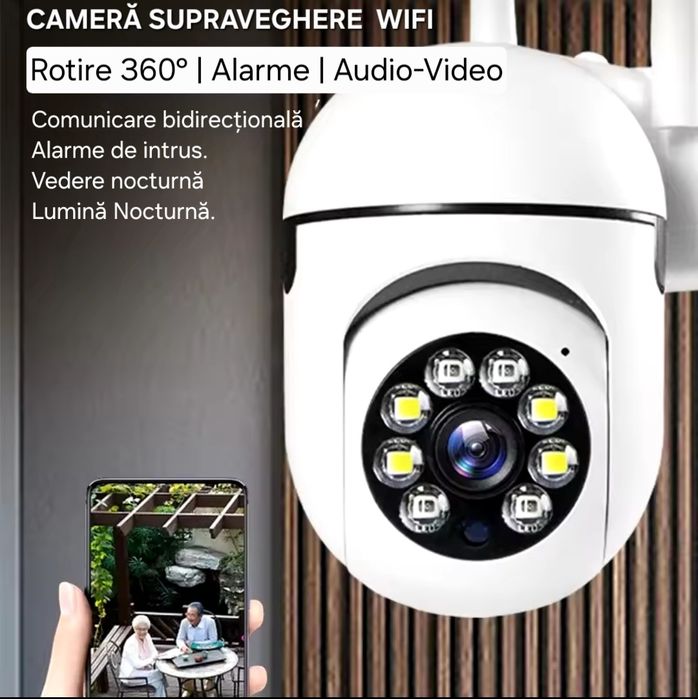 Cameră WiFi Audio-Video PTZ. Interior/Exterior. Notificări/Alarme