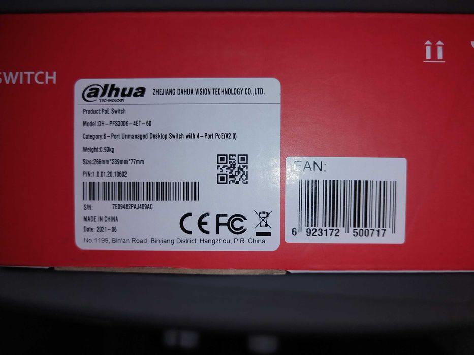PoE суич Dahua PFS3006-4ET-60-V2