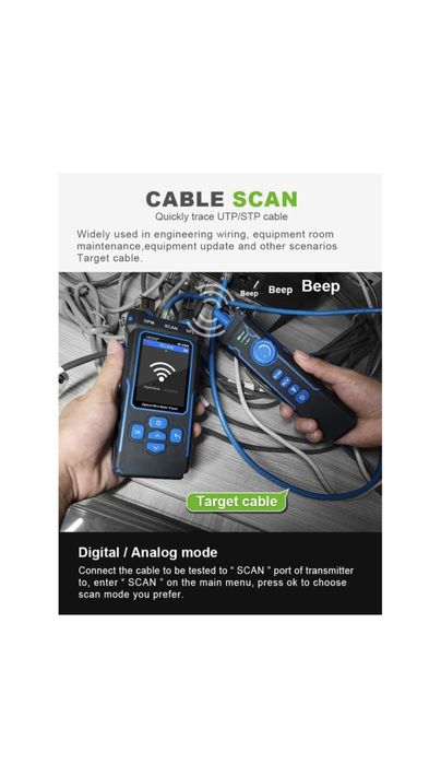 Tester cablu de retea cu powermetru, POE, NCV, UTP CAT5/CAT6, test OPM