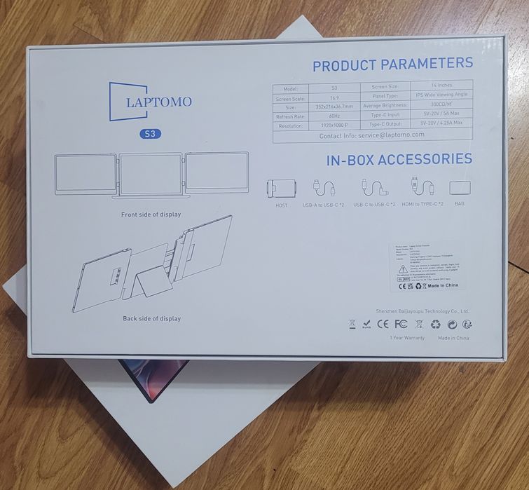 Monitor portabil Laptomo S3 14 inci FHD 1920x1080 P