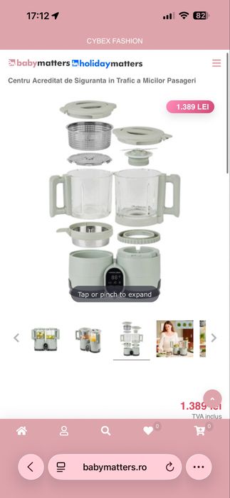 Robot pentru gatit Babymoov Nutribaby 4 in 1, cu panou central, din sticla si otel inoxidabil