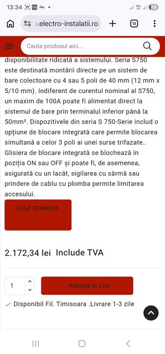 Sigurantă,intrerupator ABB S751/3-E35  Disjunctor Principal Nou