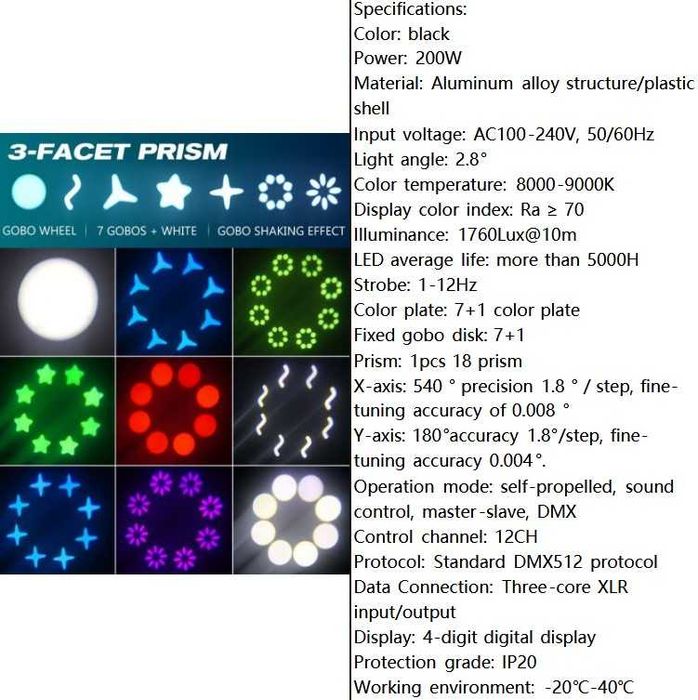 OFERTA Moving Head 200W LED beam prisma lumini disco dj formatii