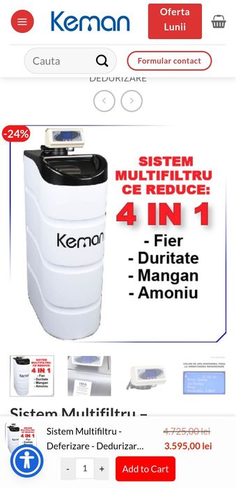Filtru apa Keman TKMIX 25 dedurizare (anti fier, calcar, mangan, amoniu)