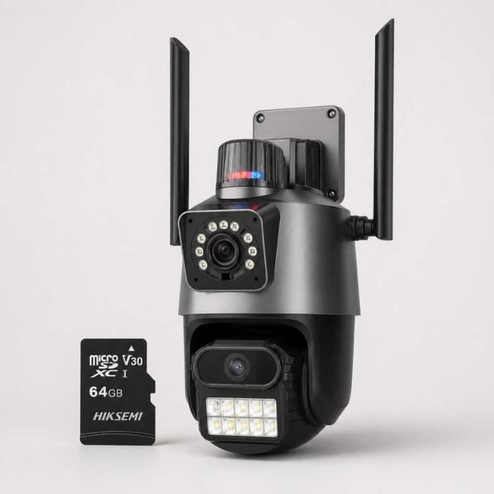 Двойна Smart WiFi безжична IP 6MPX камера 15108 + Подарък Карта памет HIKSEMI NEO 64GB 24369