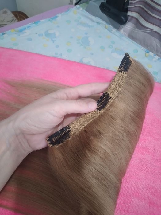 Наращивание на заколках. Пепельный