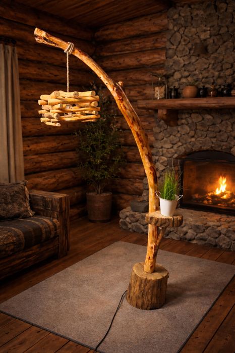 Lampa din lemn lucrata manual