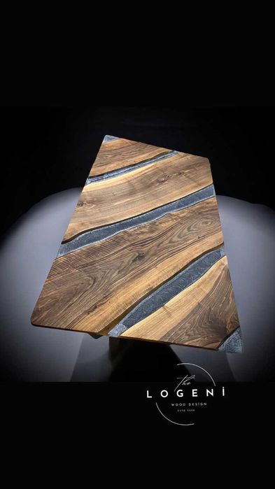 Дизайнерска маса от орех и епоксидна смола – ръчна изработка