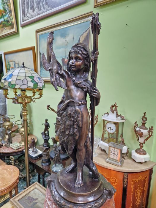 Голяма уникална антикварна френска бронзова фигура