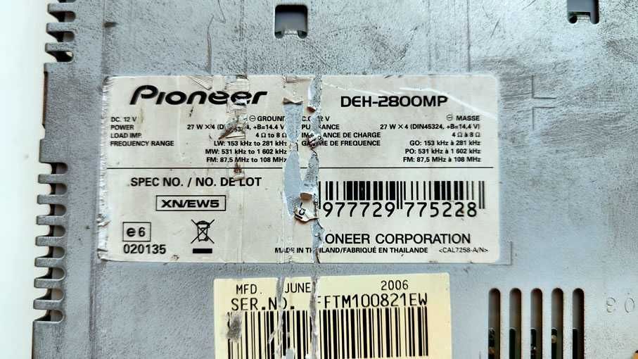 радио-CD за кола PIONEER DEH-2800MP