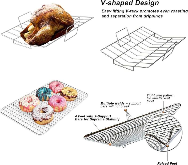 Tava Inox PROFESIONALA, cu 2 gratare scurgere, REDUS de la 300RON