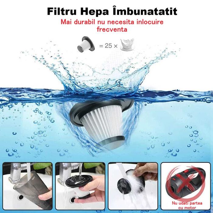 Aspirator de masina cu geanta depozitare, conține 5 accesorii, 120 W