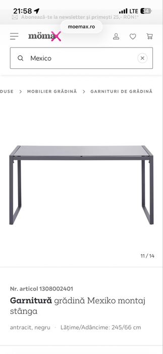 Masă terasă din set