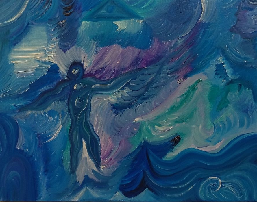 Абстрактна картина масло върху ленено платно размери 40/50 см.