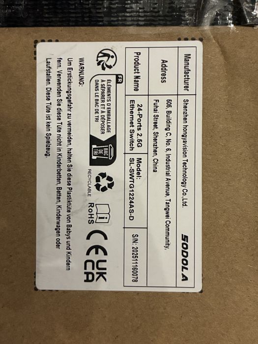 SODOLA 24x2.5G + 2x10G SFP+ 160Gbps Switch SL-SWTG1224AS-D