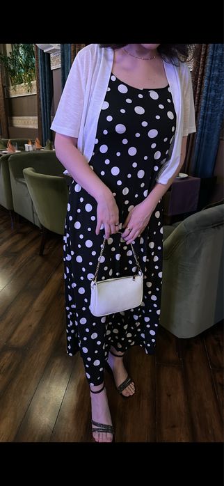 Платье летнее  черное в горошек без рукав,  с болеро