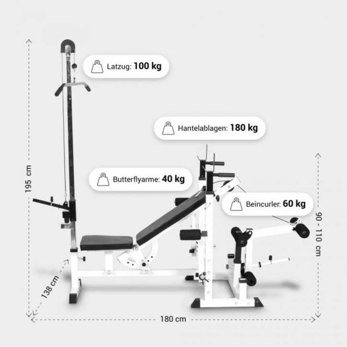 Bancă multifuncțională fitness cu scripete