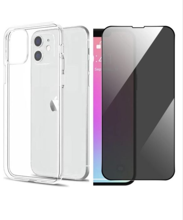Iphone 14/15/16/17/PRO/MAX Husa TPU Subtire + Folie Sticla Acoperire C