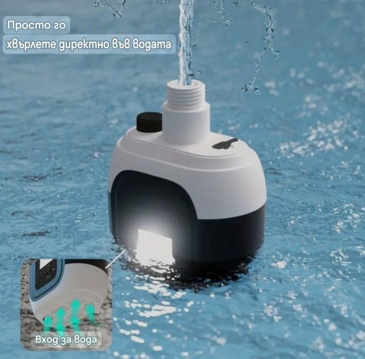 Външен/къмпинг/,вътрешен душ с помпа ,литиева батерия и фенер/лампа/