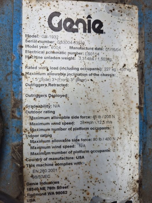 Nacela electrica tip foarfeca GENIE