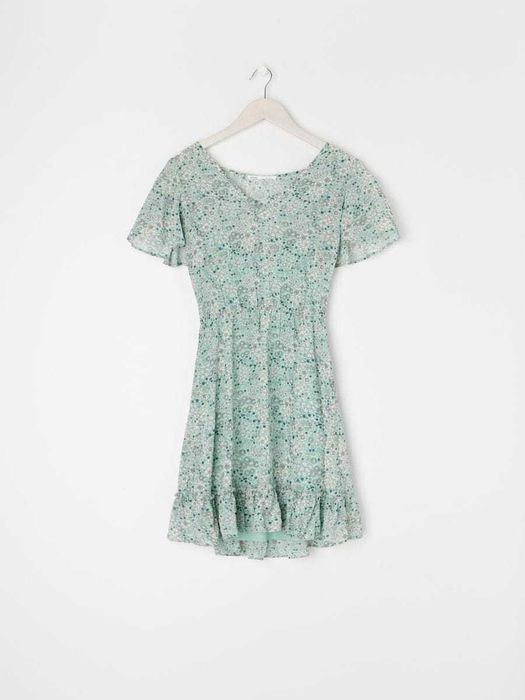 Рокля къса цвят мента, на цветя