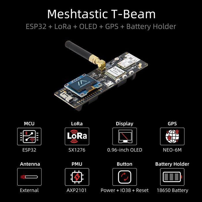 LilyGO TTGO Meshtastic T-Beam LoRa ESP32 868Mhz