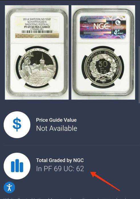 Сребърна монета 50 франка PR69 Ultra cameo !