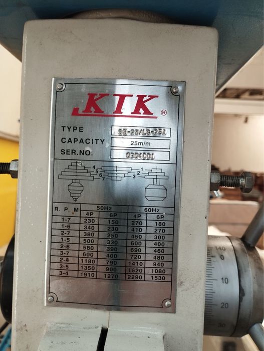 KTK SB - 25 / LC - 25A - вертикална настолна колонна бормашина с трифазен мотор
