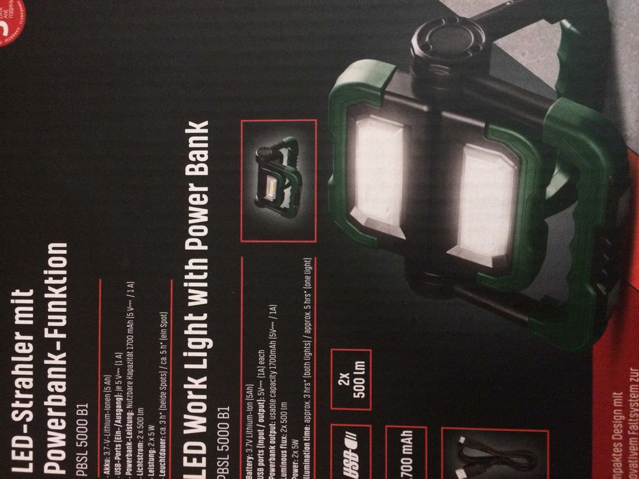 Power Bank reflector cu led si functie baterie externa 5000mah