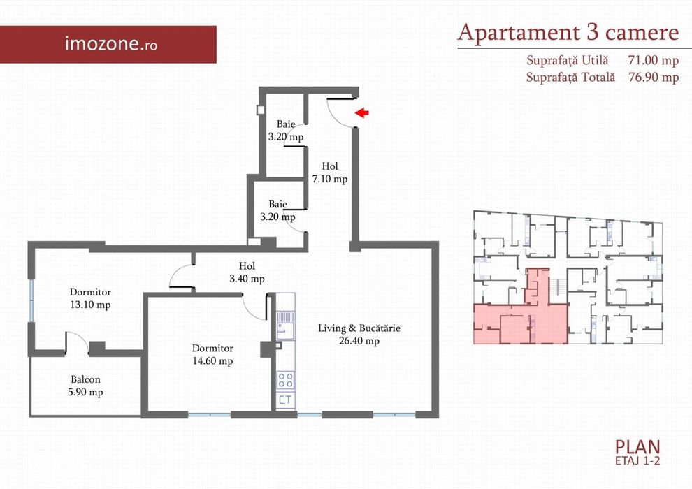 Apartament 3 Camere- 75 mp in Militari, langa METROU, NOU, COMISION 0%