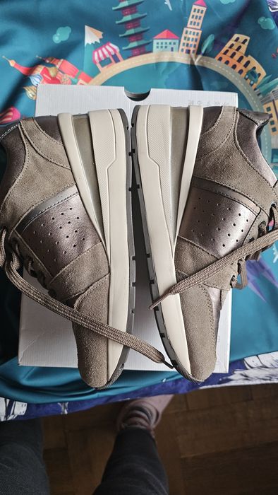 Sneakers Geox piele intoarsa camel, 39