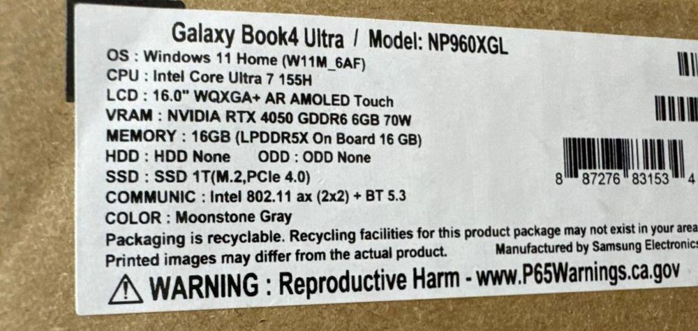 Samsung Galaxy Book4 Ultra (NP960XGL)