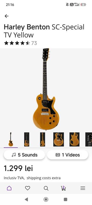 Chitara electrica Harley Benton SC-Special TV Yellow – P90 Alnico V – ca nouă