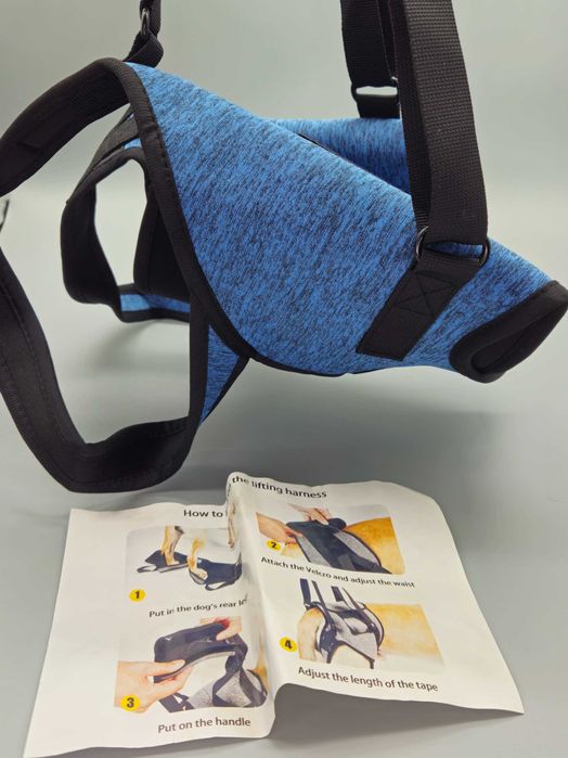 Повдигащ поддържащ нагръдник за задни крака на куче – размер XL, син!