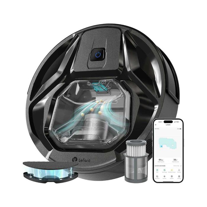Прахосмукачка робот Lefant M320, 6000Pa, 800ml, 210 минути автономност, черна