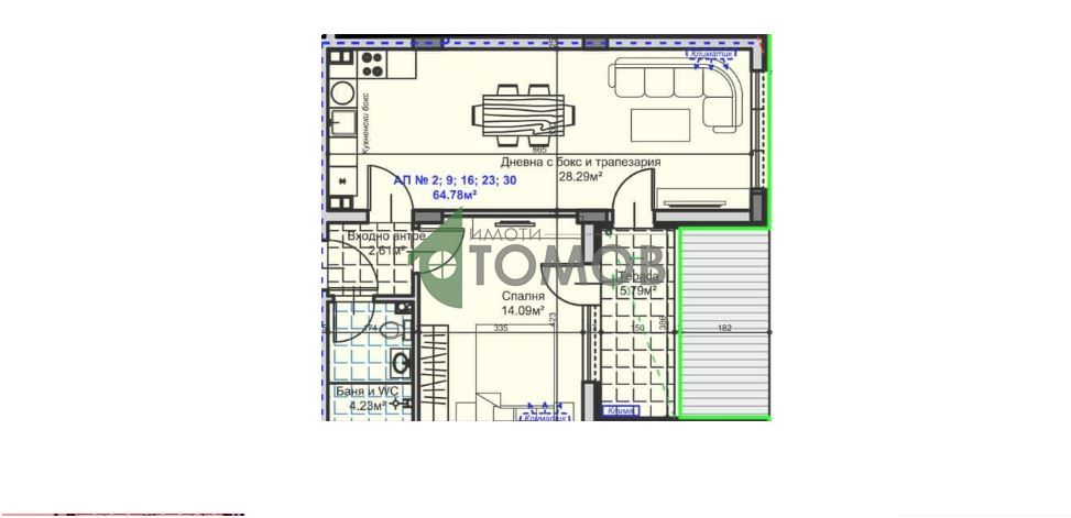 Двустаен апартамент в кв.Железник-запад
