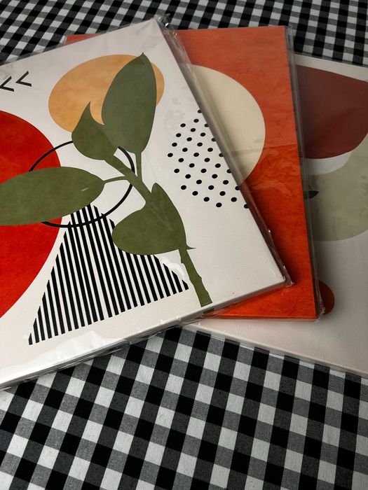 3x Picturi Boho, Modern, Abstract, Pânză, Tablou - 40x30 cm