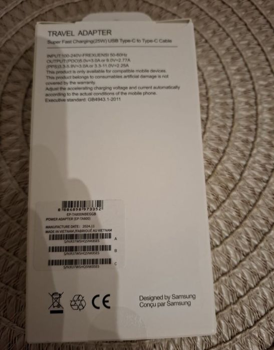 Vand incarcator original Samsung 25w, nou/sigilat