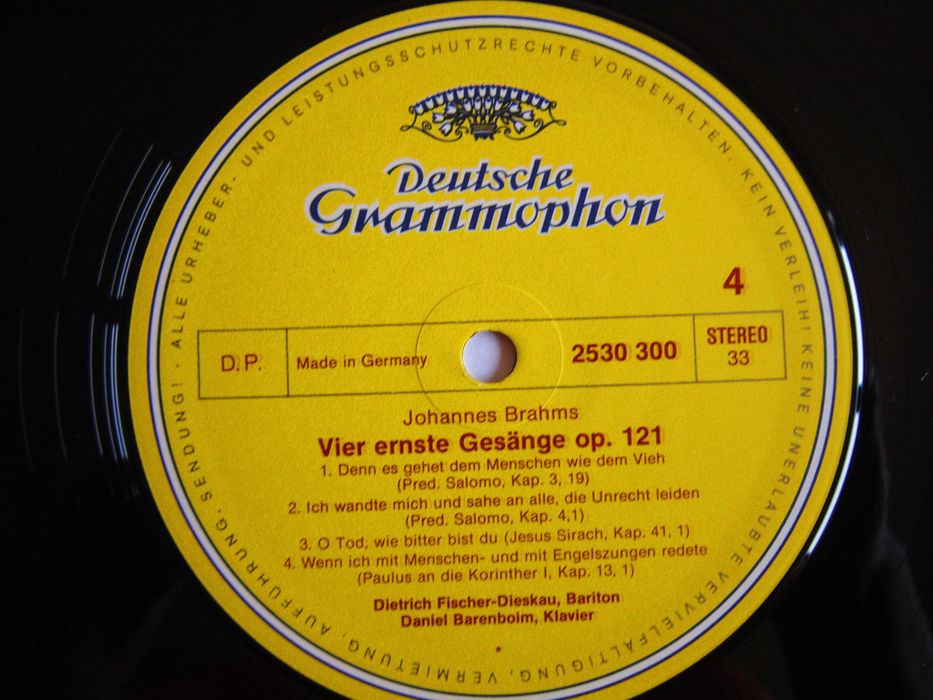 vinil Daniel Barenboim Brahms ‎German Requiem,Four Serious Songs 1972