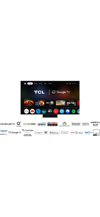 Televizor TCL MiniLED 55C765, 139 cm, 4K UHD, Google TV, garanție până în 2027