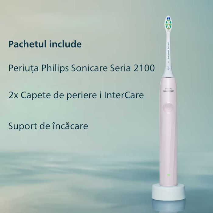 Periuta de dinti electrica PHILIPS Sonicare HX4022/03, 31000 miscari/min, 1 program, 2 capate, roz
