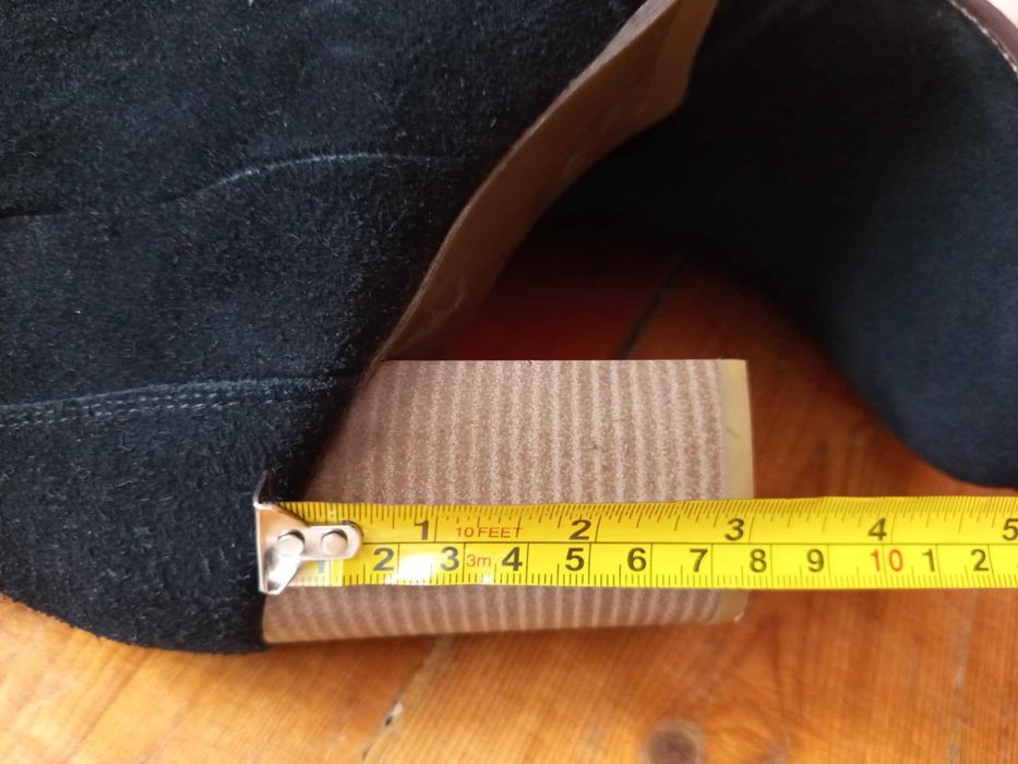 Дамски ботуши с ток НОВИ 41 номер, набук - естествена кожа