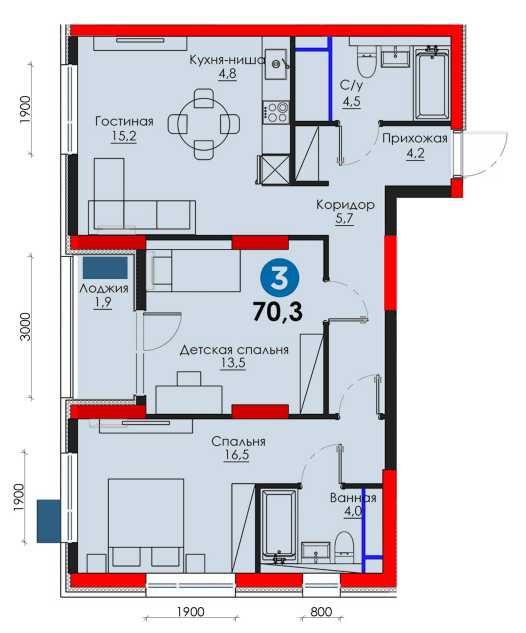 3-комн кв 70.3 м² со СКИДКОЙ -15% ЖК у Озера! Ипотека/Рассрочка
