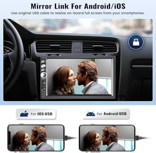 Нов 7" Двоен Дин CarPlay/Android Auto Радио + Камера за Заден Ход