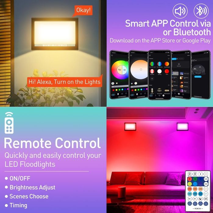 Proiectoare LED exterior RGB 60W