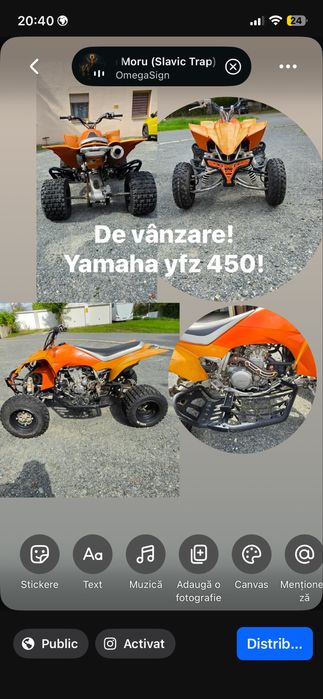 Yamaha yfz 450 . Recent adus din germania!