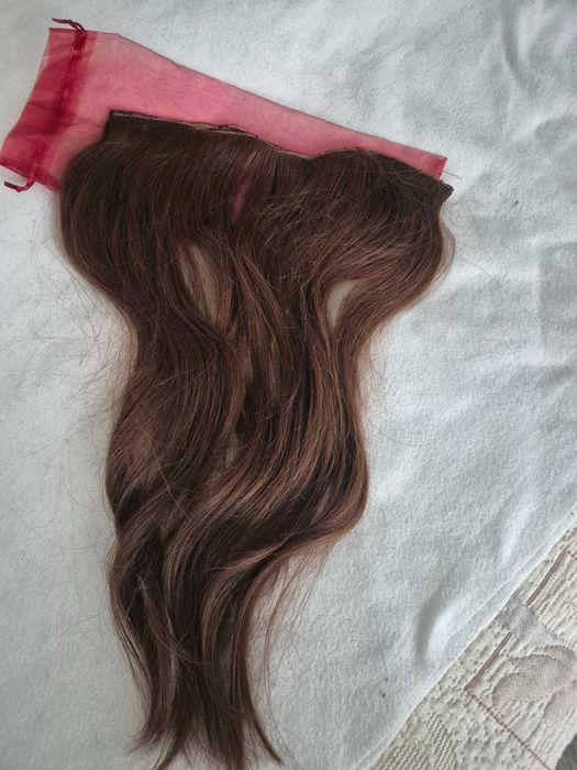 Естествена коса кестенява 65гр.